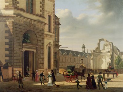 De ingang van het Musee de Louvre en de St. Louis kerk, 1822 door Etienne Bouhot